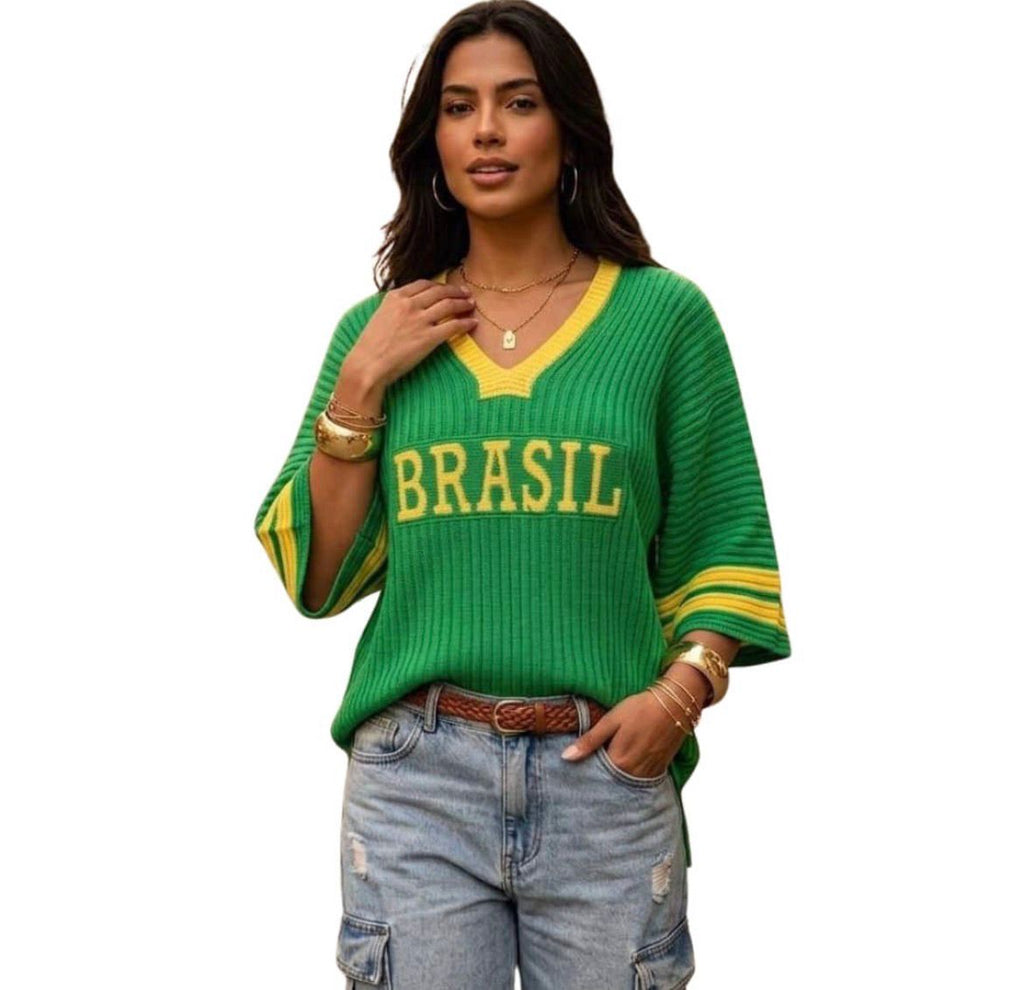 Blusa Tricot Brasil Canelada