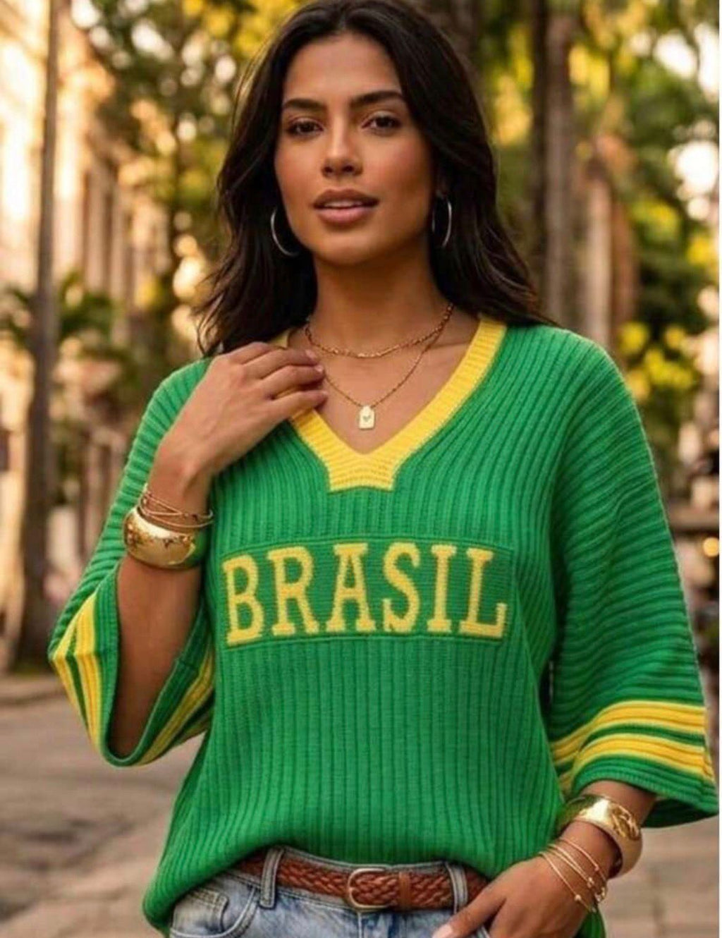 Blusa Tricot Brasil Canelada